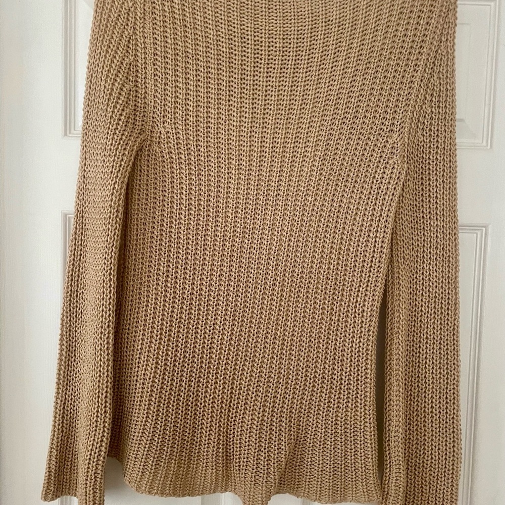 Banana Republic Y2K Tan Knit Sweater medium coastal preppy relax boho minimalist - Picture 3 of 5